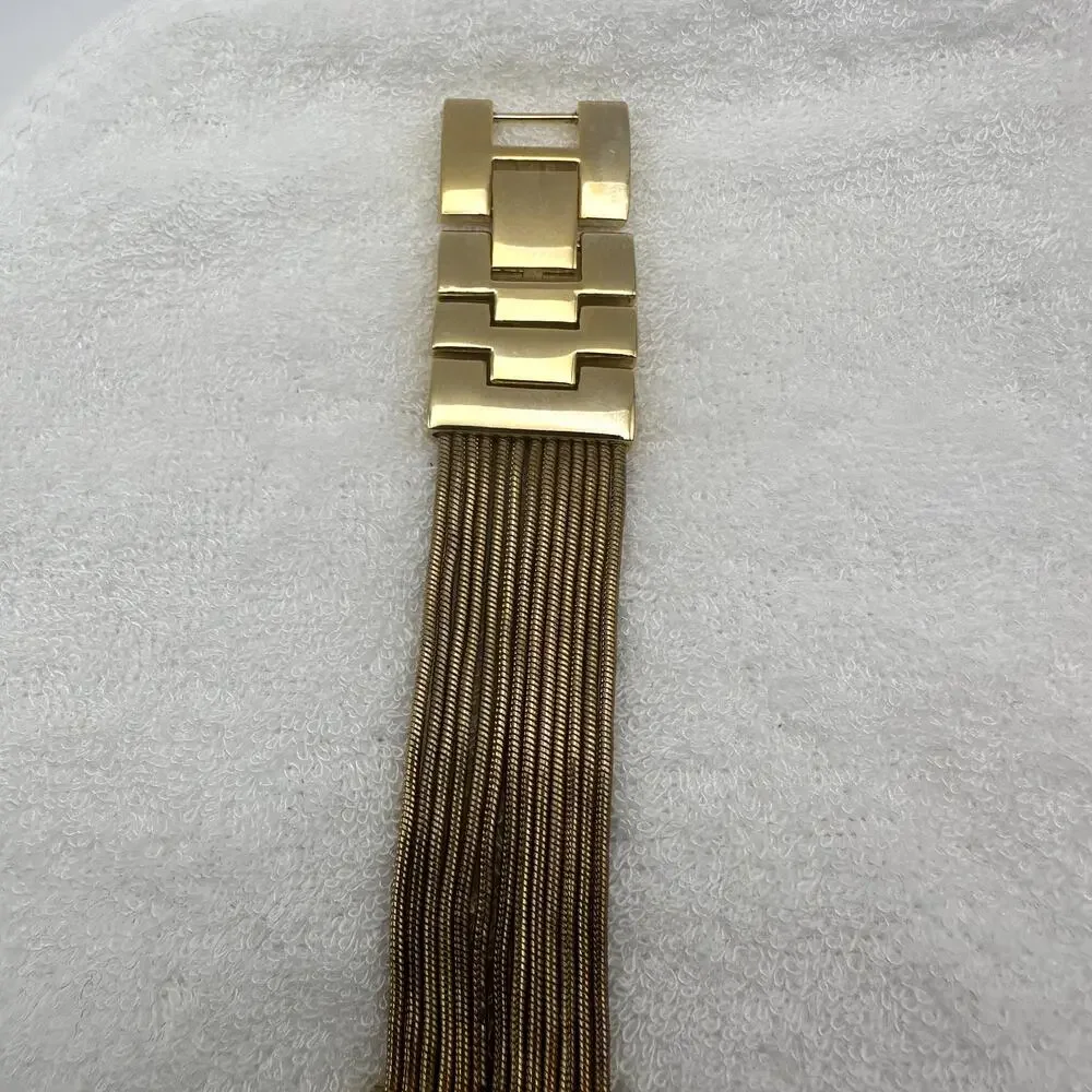 Versales Gold Tone Rectangular Quartz Watch with Crystal Accents, Japan Movt